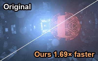RenderOpt: original vs. ours, 1.69× faster